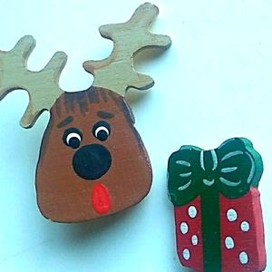 2 Christmas Fun Holiday Lapel Pins